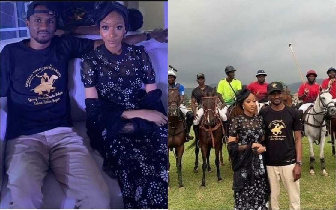 Hotunan Ango Yusuf Buhari da amarya Zahra Bayero yayin wasan Polon bikinsu