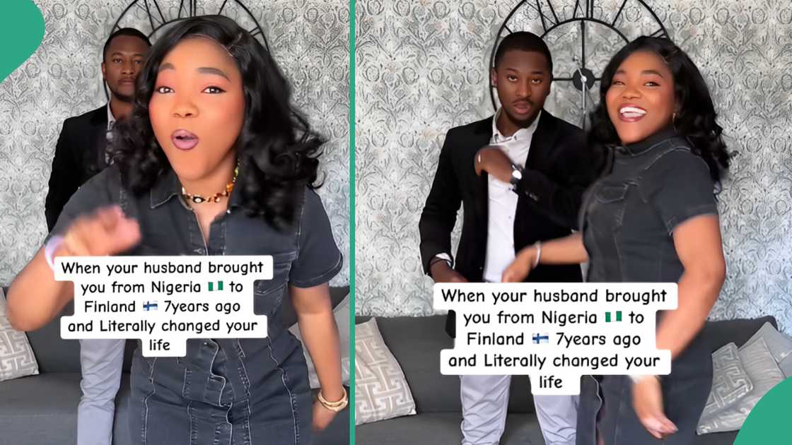 Lady praises her husband. Lady praises her husband.