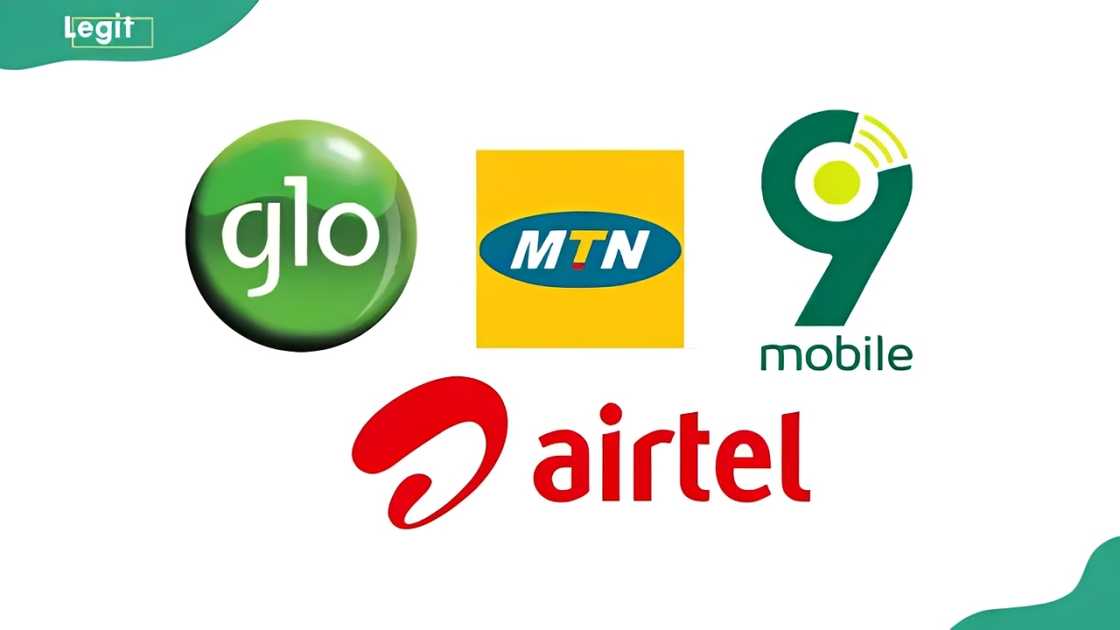 Logos of Glo, MTN, 9Mobile, and Airtel