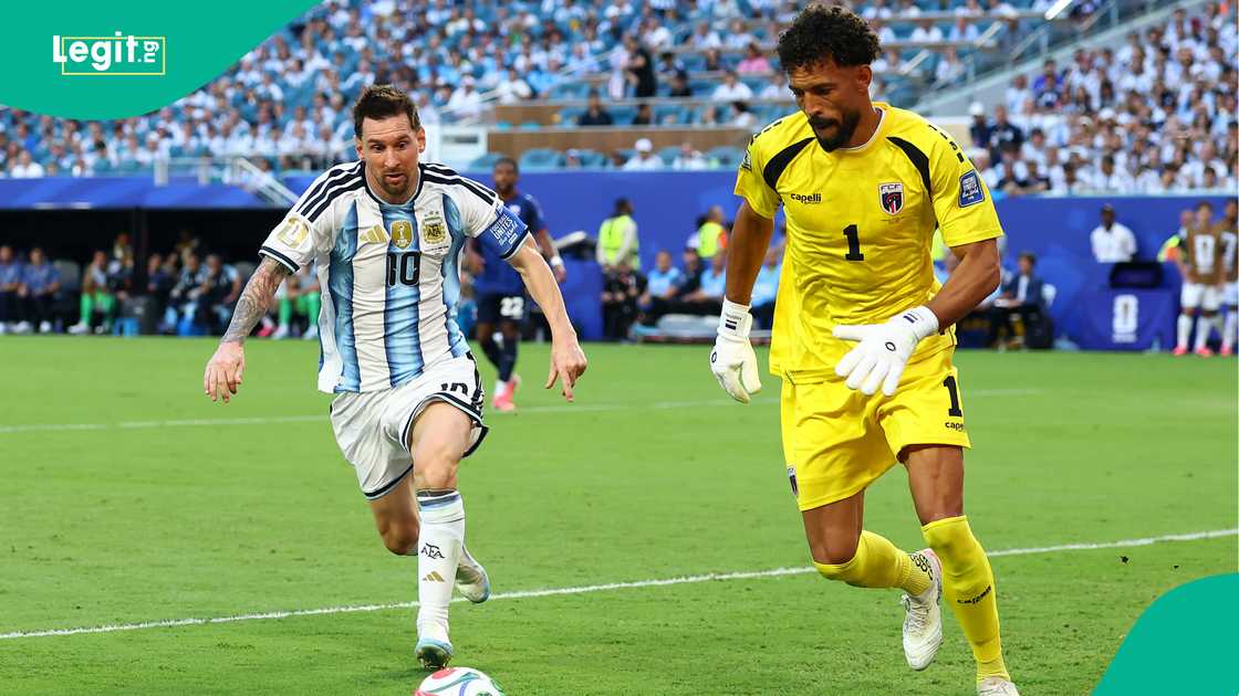 Vozinha of Cape Verde competes with Lionel Messi of Argentina during the FIFA World Cup 2026. Photo by Chris Brunskill