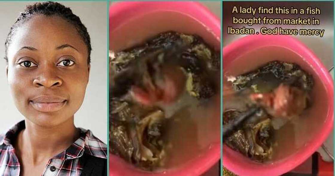 Lady displays strange object she found inside fish