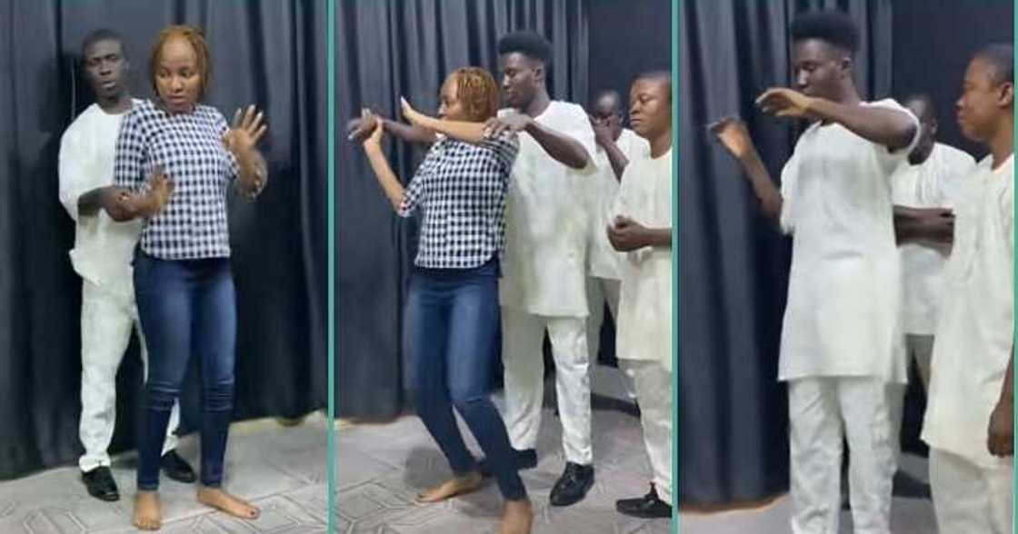 Pretty lady captured on camera teaching blind students how to dance Pretty lady captured on camera teaching blind students how to dance