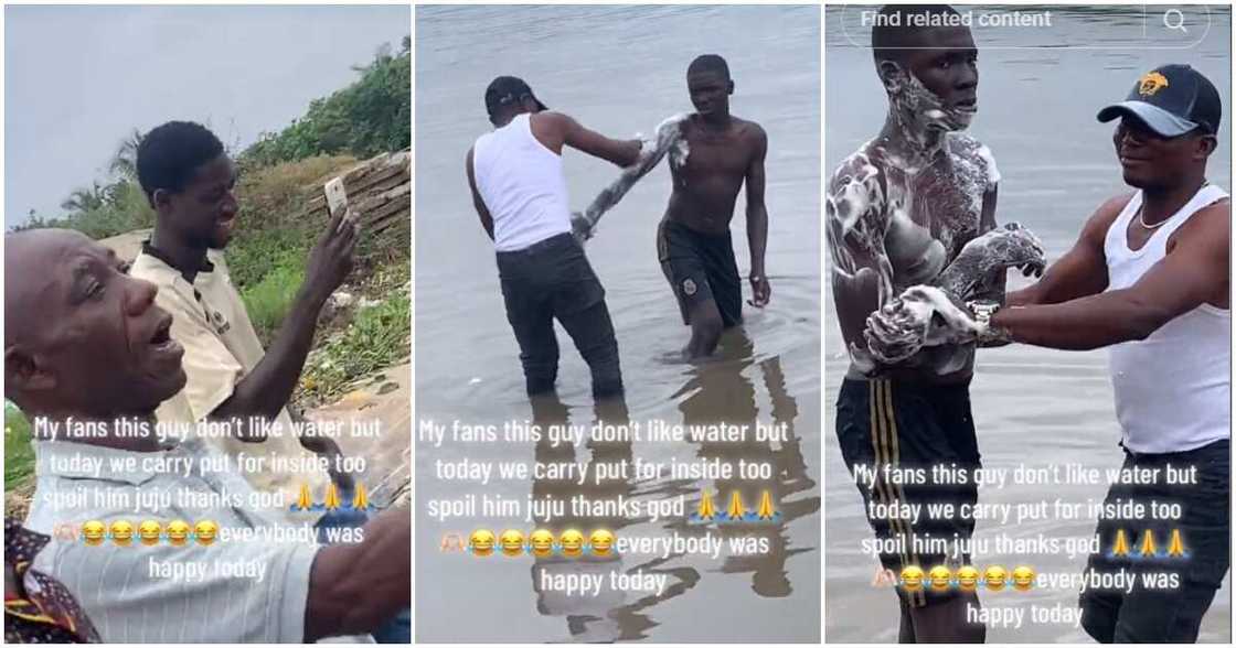 Man, river, bathe Man, river, bathe