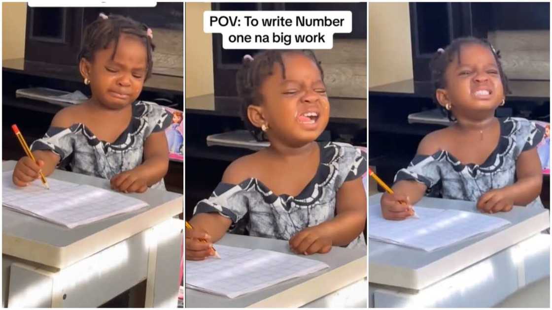 Baby and assignment/Kid cried while writing. Baby and assignment/Kid cried while writing.