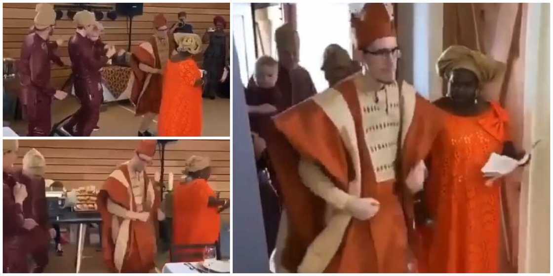 Trending video of Oyinbo man and friends making grand entrance in event with Don Jazzy's song Trending video of Oyinbo man and friends making grand entrance in event with Don Jazzy's song