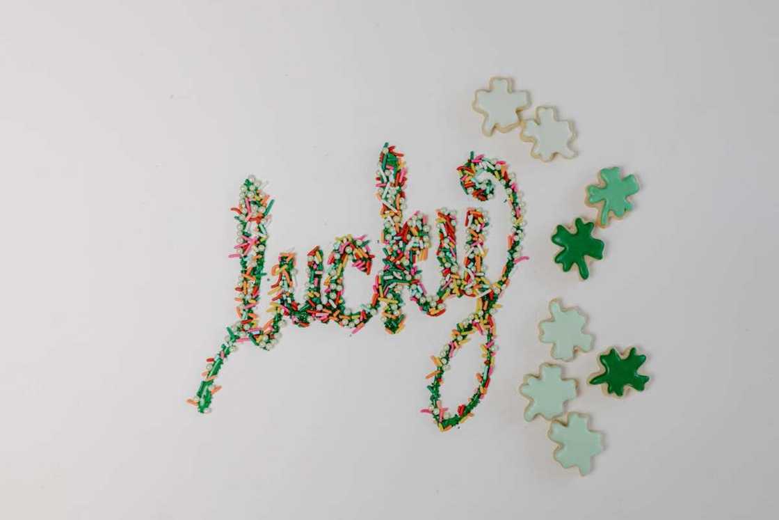 A wall decoration with the word, Lucky A wall decoration with the word, Lucky