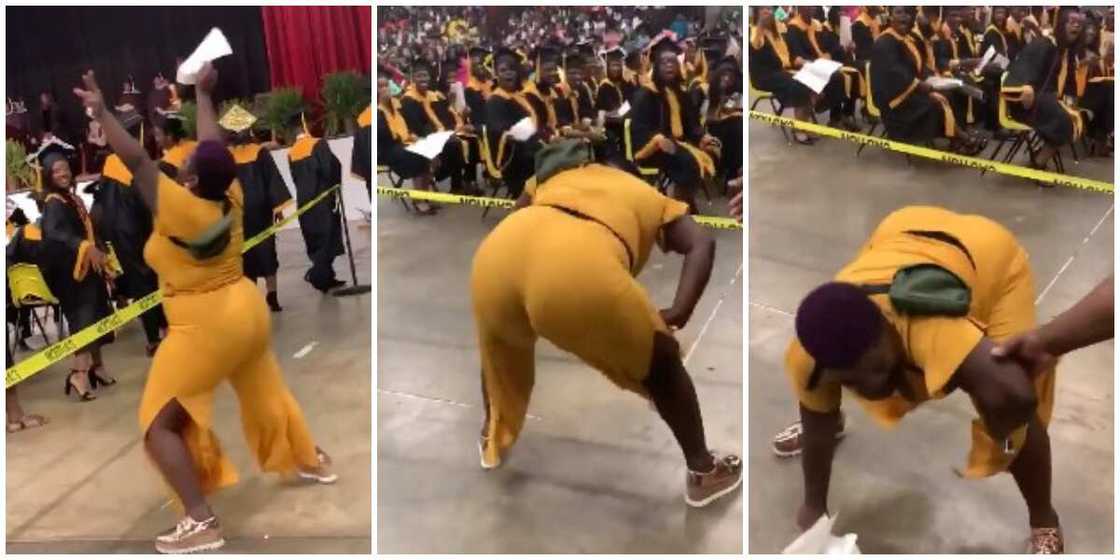 Reactions as mum twerks hard for joy as son's name is announced at his graduation, video goes viral