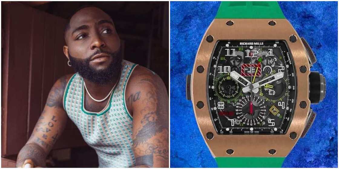 Davido wears Richard Mille RM1-02 GMT chronograph with a rose gold - Titanium Davido wears Richard Mille RM1-02 GMT chronograph with a rose gold - Titanium