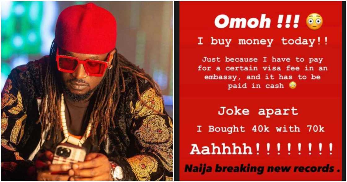 PSquare's Paul Okoye buys N40k for N70k, naira scarcity. PSquare's Paul Okoye buys N40k for N70k, naira scarcity.