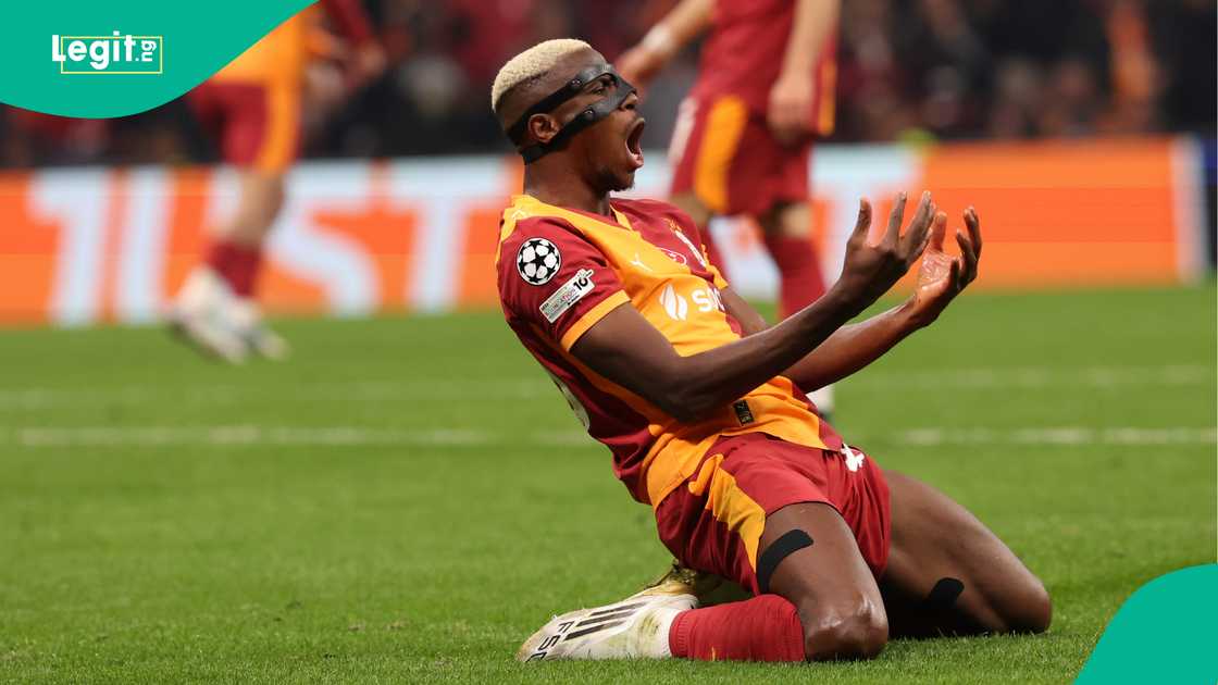 Victor Osimhen, Liverpool, Galatasaray, Rams Park, Istanbul, Turkiye, UEFA Champions League, Victor Osimhen celebrates his goal against Liverpool.