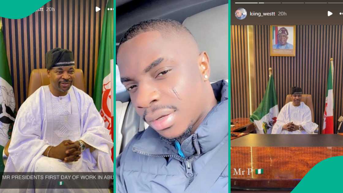 MC Oluomo's son celebrates as he resumes office as NURTW president.