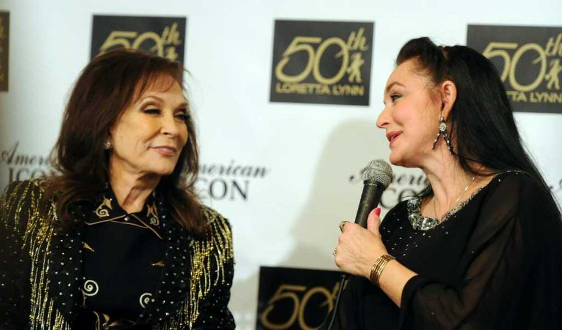 Loretta Lynn (L) is seen here with younger sister and fellow singer Crystal Gayle in 2010