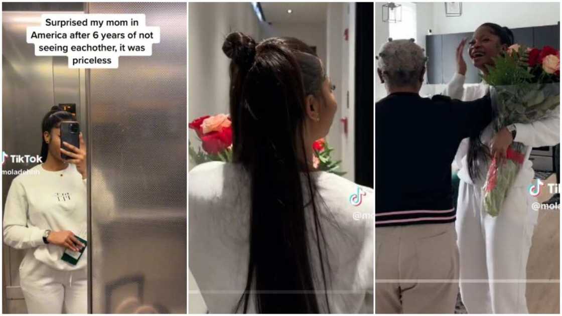 Nigerian lady, surprised her mum, six years, America Nigerian lady, surprised her mum, six years, America