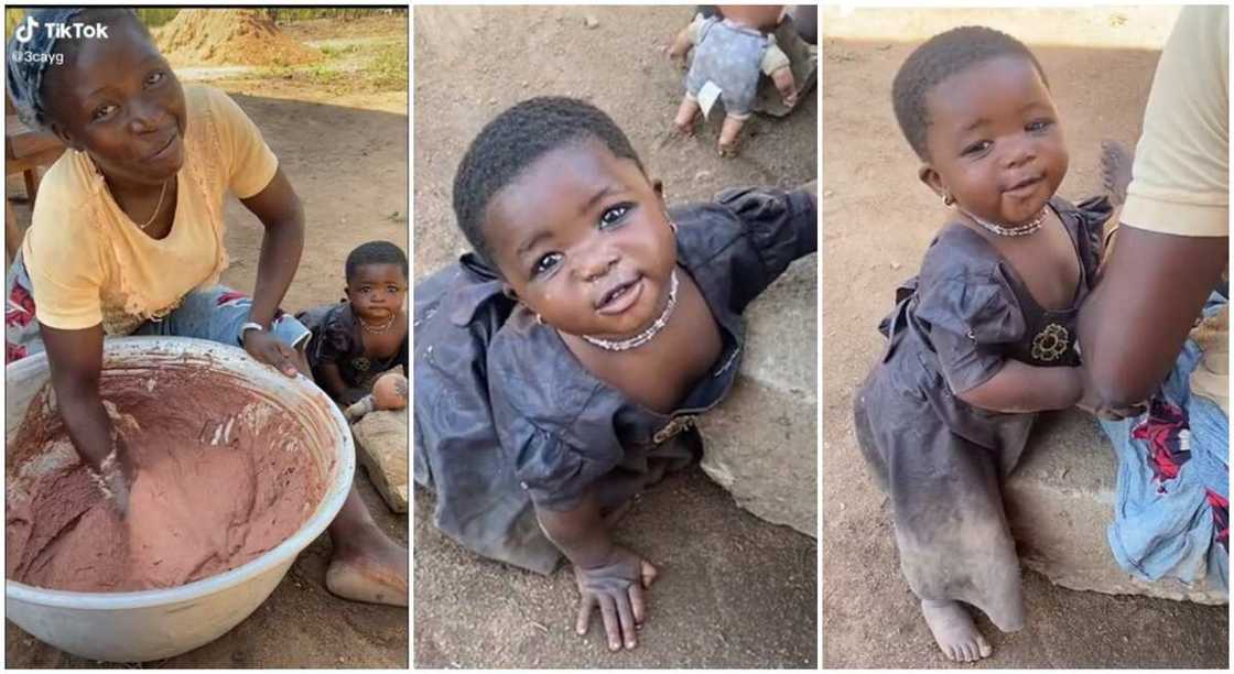 Photos of a beautiful black baby girl crawling up to her mother.