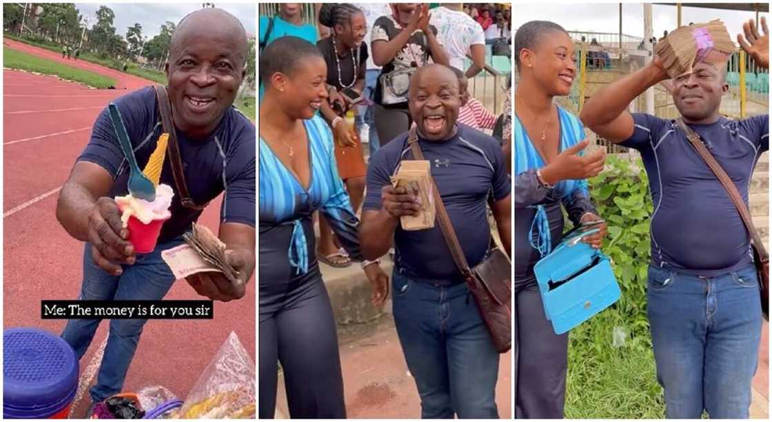 Photos of Joy Ondeku and Nigerian ice cream hawker.