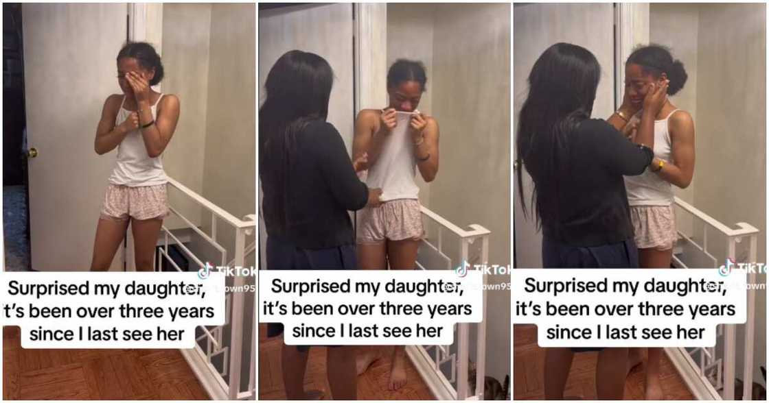 Mum, girl weeps uncontrollably, mother and daughter reunion Mum, girl weeps uncontrollably, mother and daughter reunion