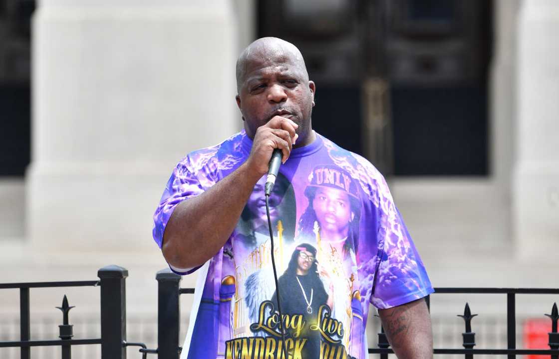 Kenneth Johnson, father of Kendrick Johnson, speaks onstage at the Georgia State Capital Kenneth Johnson, father of Kendrick Johnson, speaks onstage at the Georgia State Capital