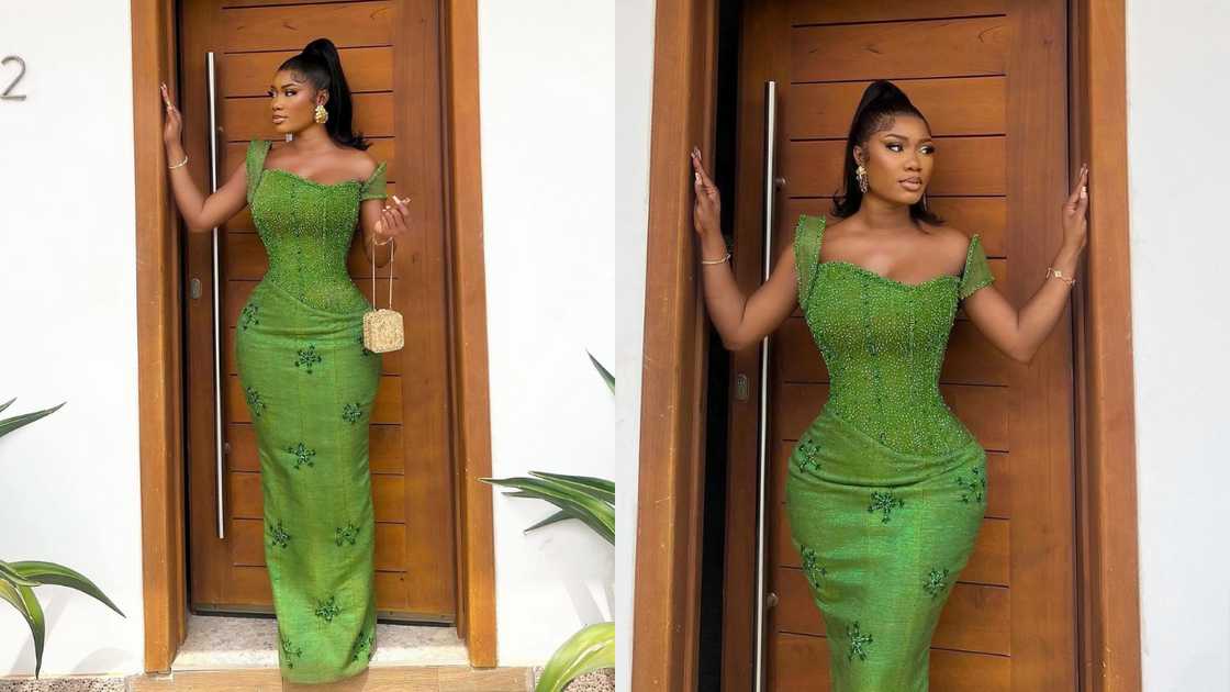 Simple deep green straight gown Simple deep green straight gown