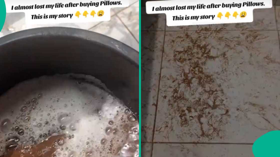 Cameroonian lady shows what she found in pillow she got in Nigeria, cries out Cameroonian lady shows what she found in pillow she got in Nigeria, cries out