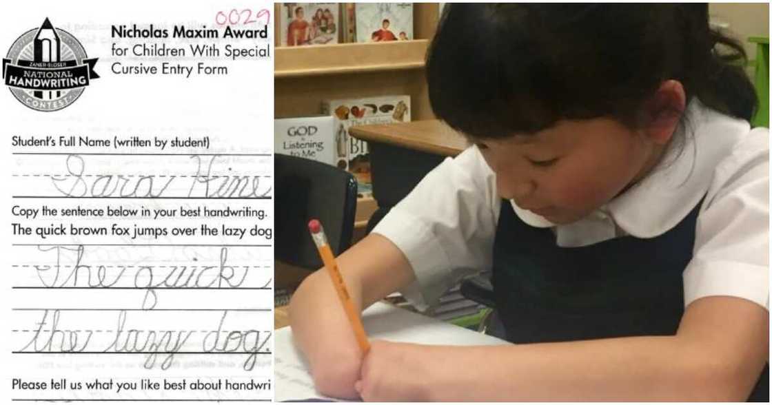 10-year-old girl born without hands wins national handwriting competition in US (photos) 10-year-old girl born without hands wins national handwriting competition in US (photos)