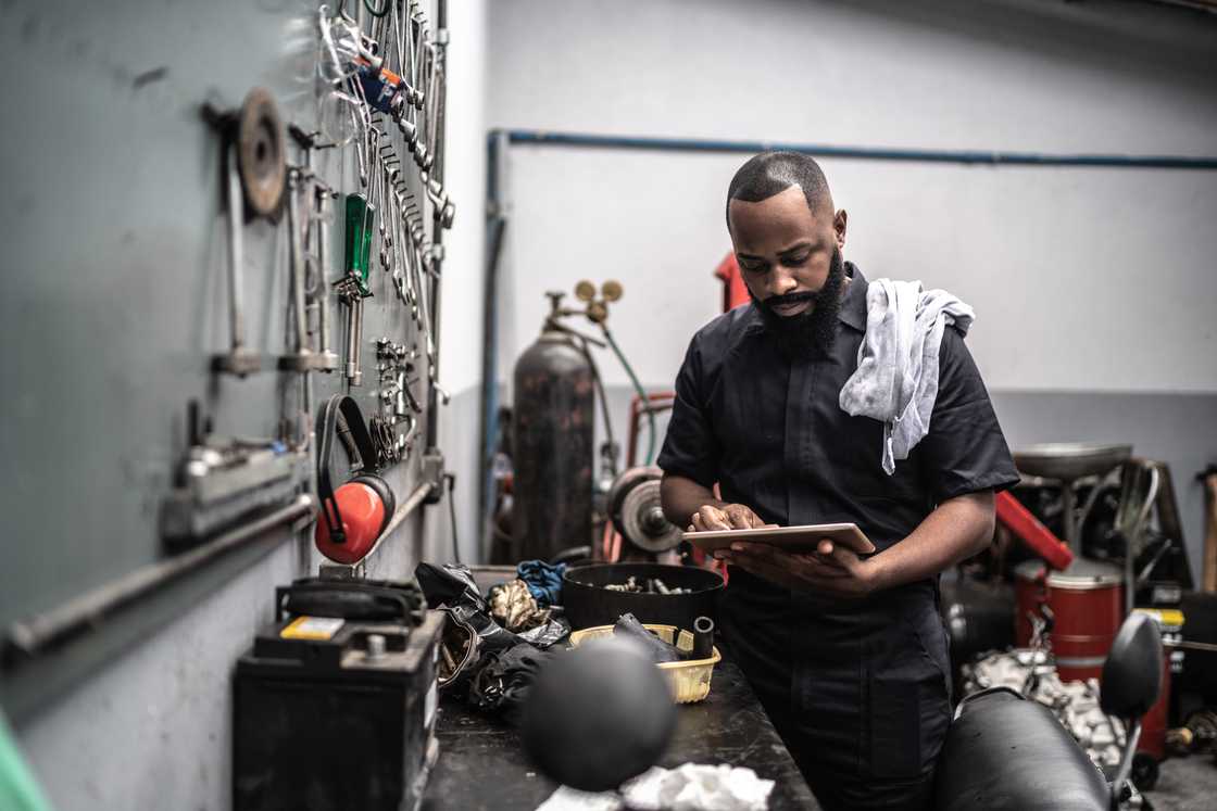 A mechanic at the garage A mechanic at the garage