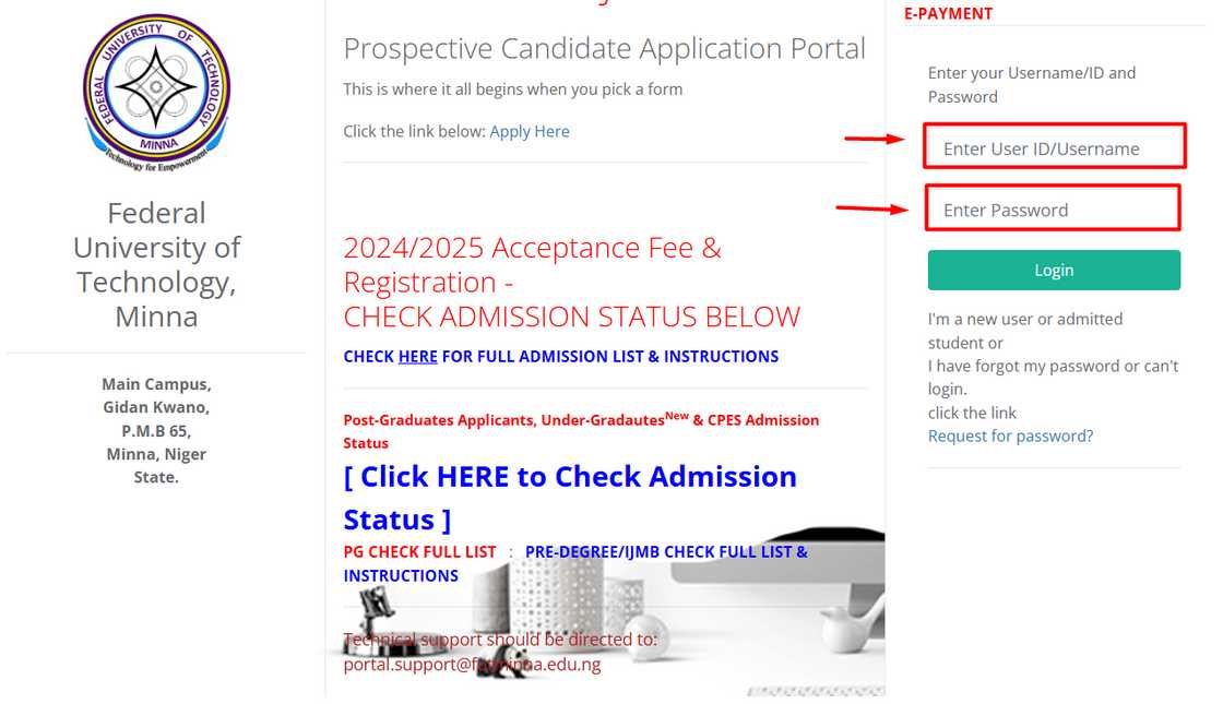 FUTMINNA ePortal FUTMINNA ePortal
