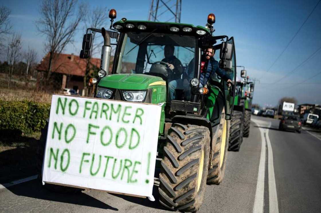 An Italian farmers' protest in Cuneo, Italy, on Wednesday An Italian farmers' protest in Cuneo, Italy, on Wednesday
