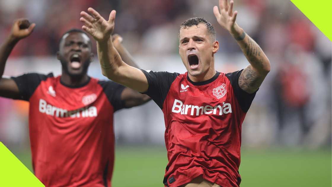 Granit Xhaka scores Puskas Award contender for Leverkusen with long range drive. Granit Xhaka scores Puskas Award contender for Leverkusen with long range drive.