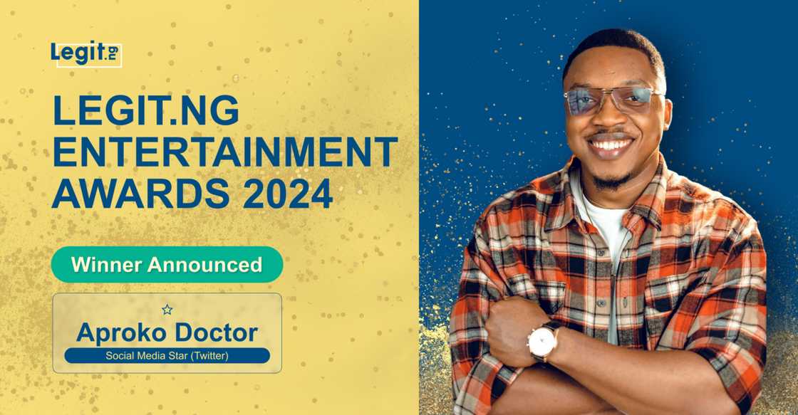 Chinonso Egemba, Aproko Doctor, Legit.ng Entertainment Awards, Winners, Announcement Chinonso Egemba, Aproko Doctor, Legit.ng Entertainment Awards, Winners, Announcement