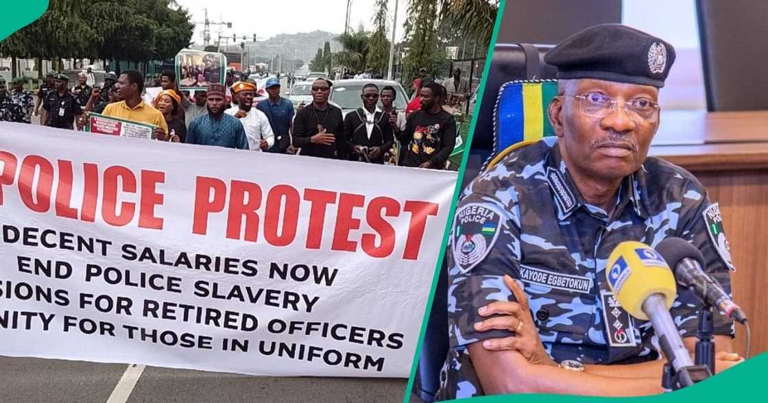 Retired police officers in large numbers protest the contributory pension scheme, calling on President Tinubu’s government to meet their demands. Retired police officers in large numbers protest the contributory pension scheme, calling on President Tinubu’s government to meet their demands.