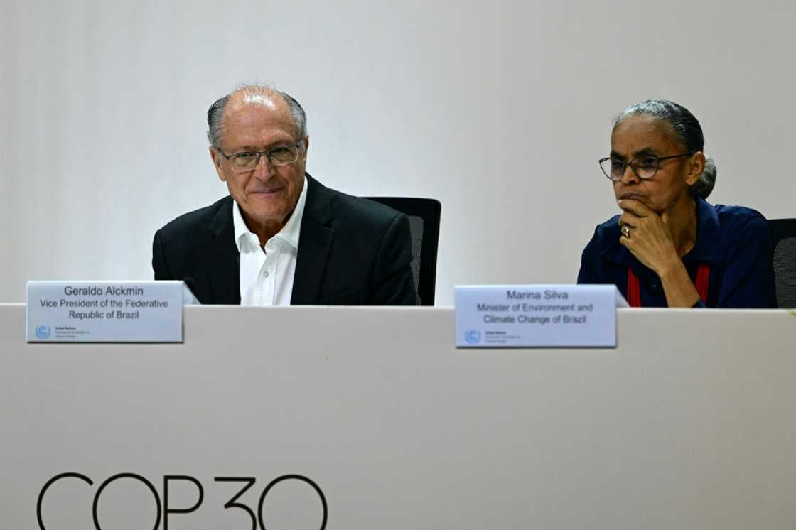Brazil's Vice President and Minister of Industry and Trade Geraldo Alckmin (L) and Brazil's Environment Minister Marina Silva addressed the press in Belem on Monday Brazil's Vice President and Minister of Industry and Trade Geraldo Alckmin (L) and Brazil's Environment Minister Marina Silva addressed the press in Belem on Monday