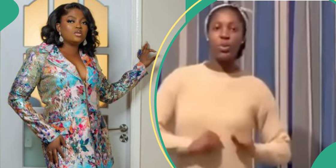 Funke Akindele does Moses Bliss' wife's dance challenge. Funke Akindele does Moses Bliss' wife's dance challenge.