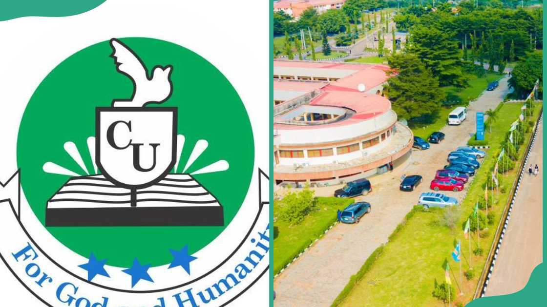 Caleb University official logo and school grounds.