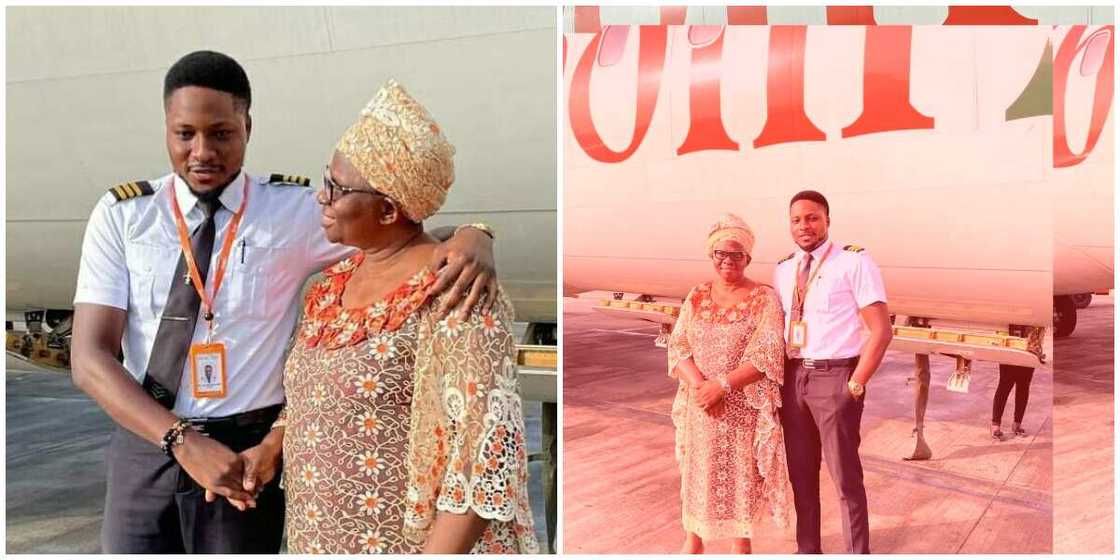 Nigerian man flies his mum on aeroplane for the first time, social media reacts to their adorable photos Nigerian man flies his mum on aeroplane for the first time, social media reacts to their adorable photos