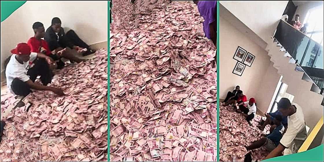 Nigerian boys chill in room filled with cash