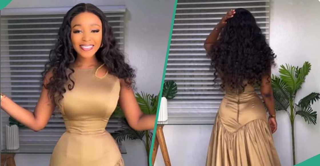 Lady shows off her tiny waist Lady shows off her tiny waist