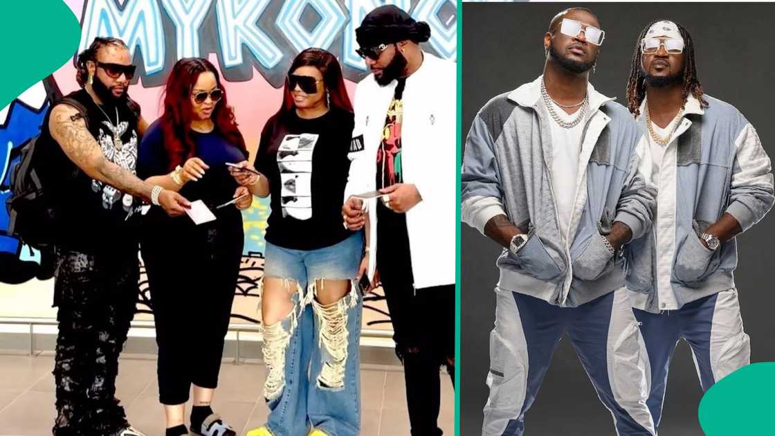 KCee, E-Money and their wives. KCee, E-Money and their wives.