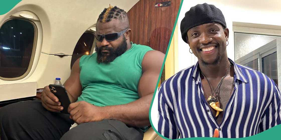 Kizz Daniel's bouncer and VeryDarkMan. Kizz Daniel's bouncer and VeryDarkMan.