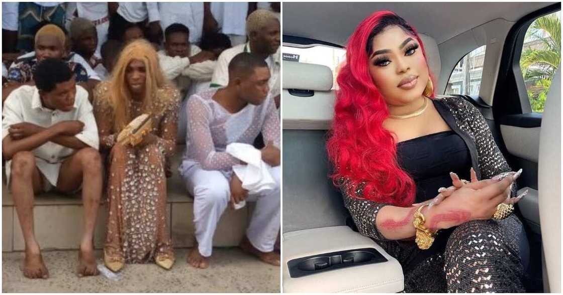 Arrested gay men in Delta state, Bobrisky in his car Arrested gay men in Delta state, Bobrisky in his car