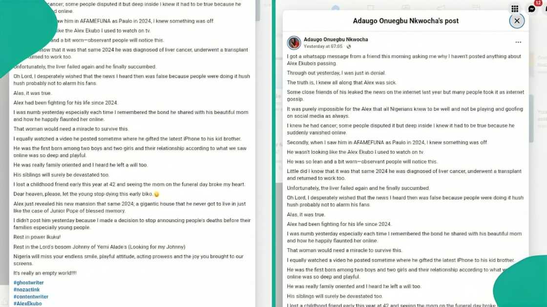 Woman reveals emotional observations about late Alexx Ekubo