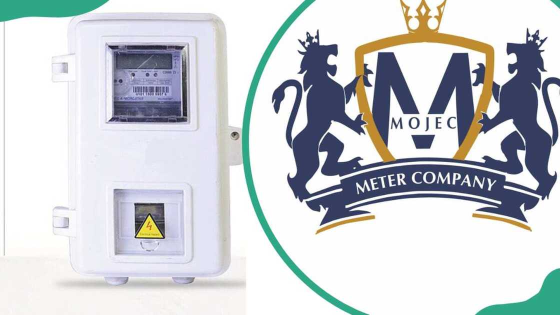 MOJEC prepaid meter (L). Logo of MOJEC International Limited (R)