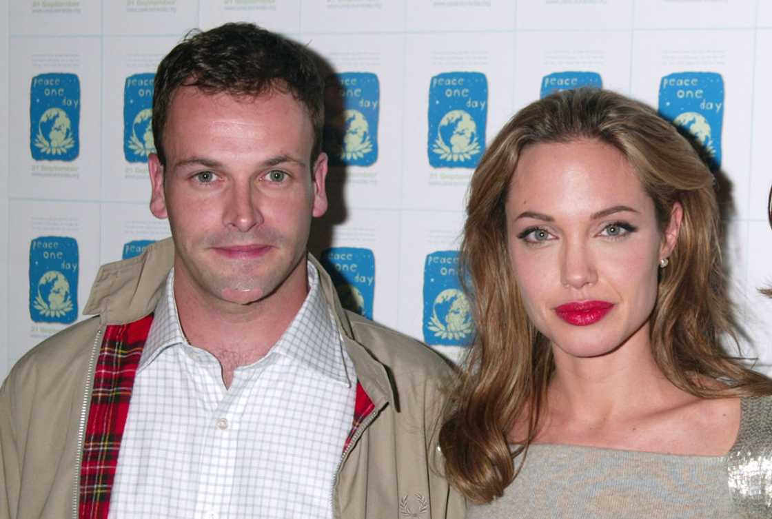 Jonny Lee Miller and Angelina Jolie in New York City, New York, United States.