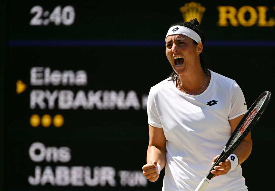 Jabeur celebrates winning a point against Rybakina -- the Tunisian star has called her mother an inspiration Jabeur celebrates winning a point against Rybakina -- the Tunisian star has called her mother an inspiration