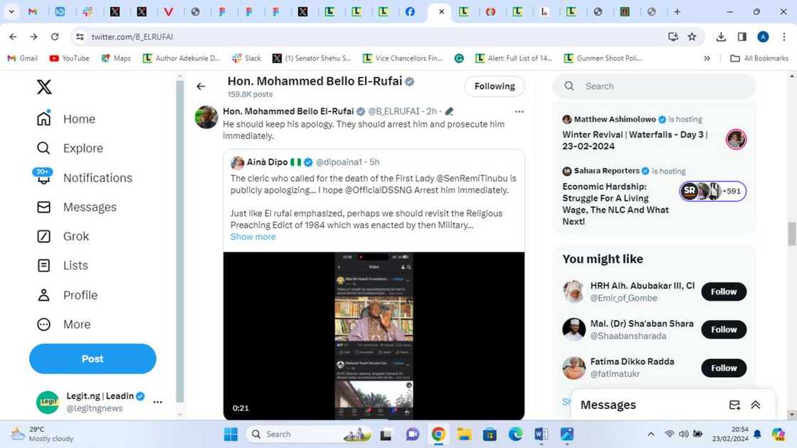 El-Rufai's son call for arrest of Muslim cleric who said Tinubu's wife should be kille El-Rufai's son call for arrest of Muslim cleric who said Tinubu's wife should be kille