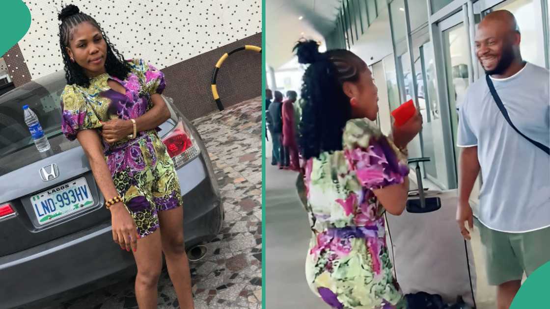 Moment Nigerian lady finally met her man after two months of online dating