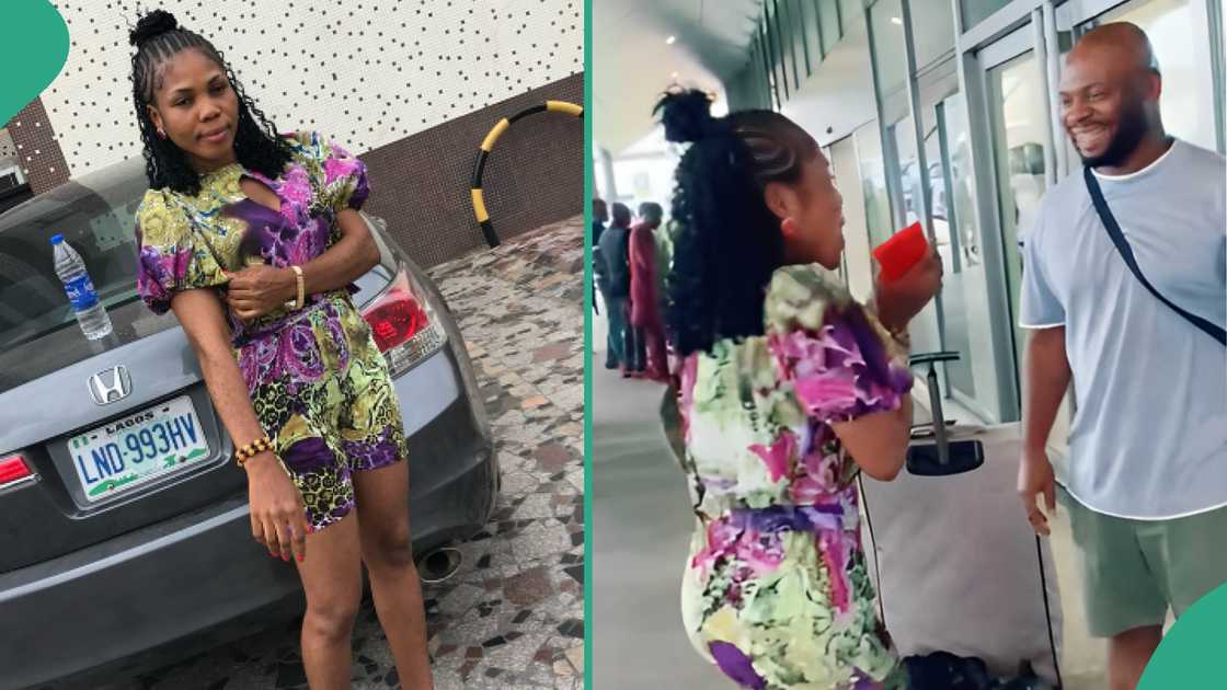 Moment Nigerian lady finally met her man after two months of online dating Moment Nigerian lady finally met her man after two months of online dating