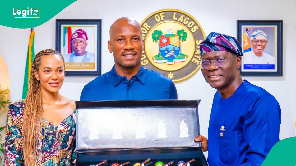 Didier Drogba pose alongside Governor Sanwo-Olu