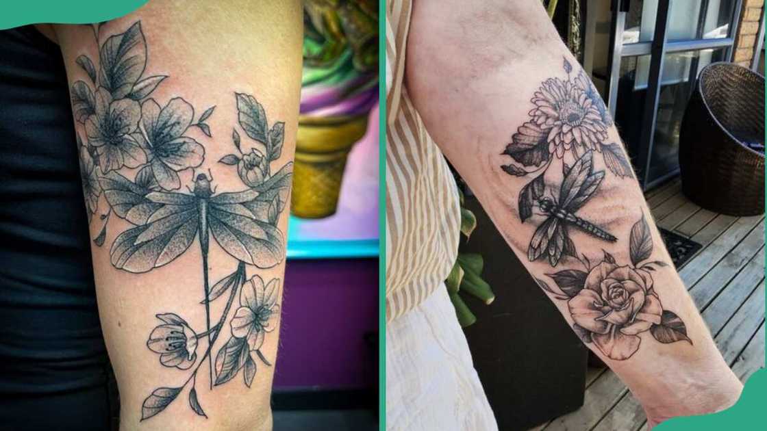 Dragonfly and flower tattoos Dragonfly and flower tattoos