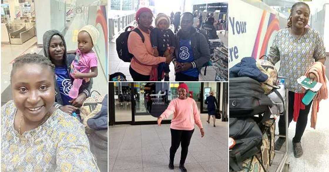 Woman relocates abroad with family Woman relocates abroad with family