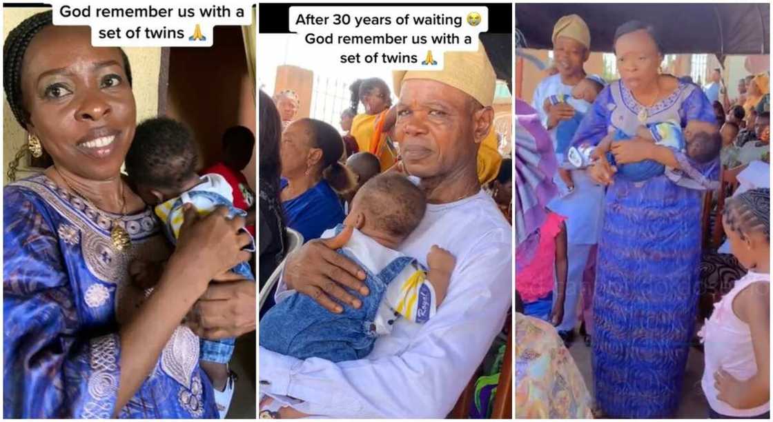 Photos of a Nigerian mum and her husband as they celebrate after welcoming twins. Photos of a Nigerian mum and her husband as they celebrate after welcoming twins.